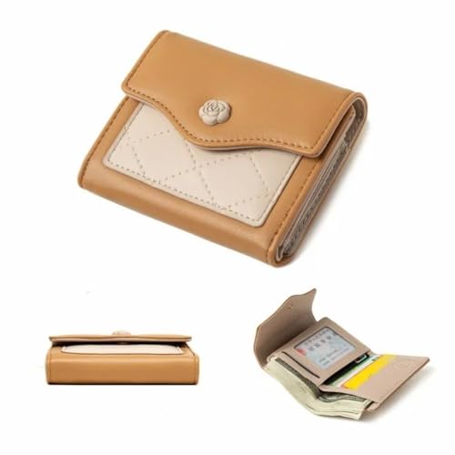 Exquisite Thread Wallet Women PU Leather Short Money Clip Elegant Patchwork Ladies Pur4