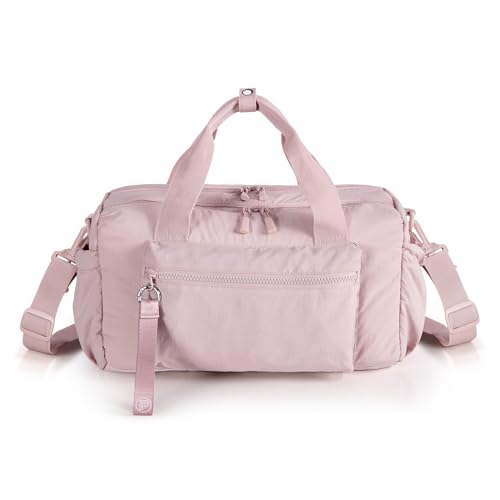 Small Gym Bag for Women, Mini Duffle Bag with Wet Compartment, 12L Travel Carry on Weekender Bag for Sports, Workout and Fitness, Pink