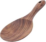CYSFETENA Naturholz Reislöffel,18x8cm Antihaft Reislöffel Aus Holz,Multifunktionaler Rice Löffel mit Hängeloch für Reis Reiskocher Kartoffelpüree Einweihungsgeschenk Wohnküche