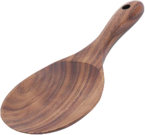 Naturholz Reislöffel 18x8cm, Antihaft Reislöffel Holz Reiskocher Löffel, Rice Löffel mit Hängeloch, Servierlöffel Holz für Reis Kartoffelpüree Wohnküche Einweihungsgeschenk