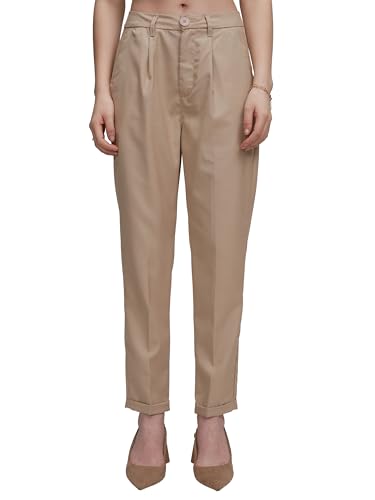 Image of Tokyo Talkies Women's Regular Fit Peg Trousers | Stretchable Trousers| High-Rise