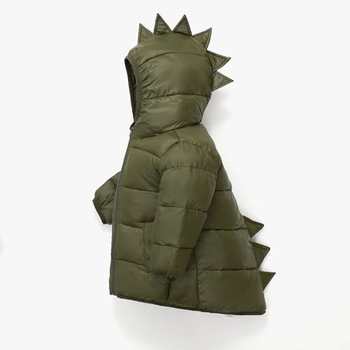 wodceeke Toddler Boys Girls Dinosaur Puffer Jacket Down Winter Coats Kids Hooded Padded Warm Bubble Outwear 2-9 Years4