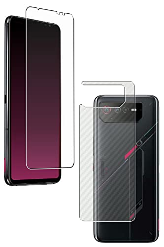 【2枚組(画面+背面)】ClearView(クリアビュー) ASUS ROG Phone 6 / ROG Phone 6 Pro用【 高硬度9H ブルーライトカット 】液晶 保護 フィルム 傷に強い高硬度!ブルーライトカット率 30%以上!+カーボン調 背
