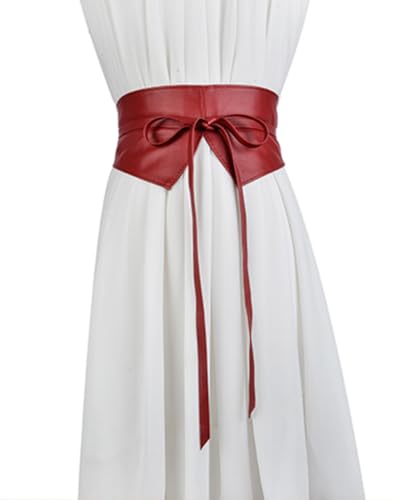 Lace Up Tied Corset Belt for Women Soft PU Leather Wide Belt Dress Belts2