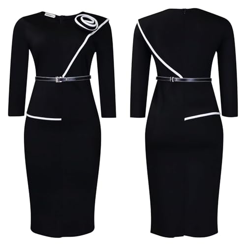 Women's Bodycon Pencil Dress Church Teacher Office Work Sheath Suiting Dresses3