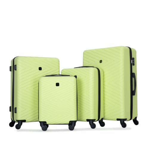 Lightweight ABS Luggage Set for Stress-Free Travel, 4-Piece with 360° Spinner Wheels, Fluorescent Green