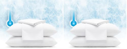 Image of Serta Power Chill Cooling Pillow Protectors, Stain Resistant and Zippered Protector, Protects-Pillow from Dust and Dirt, Standard /Queen, White , 2 Count (Pack of 2)