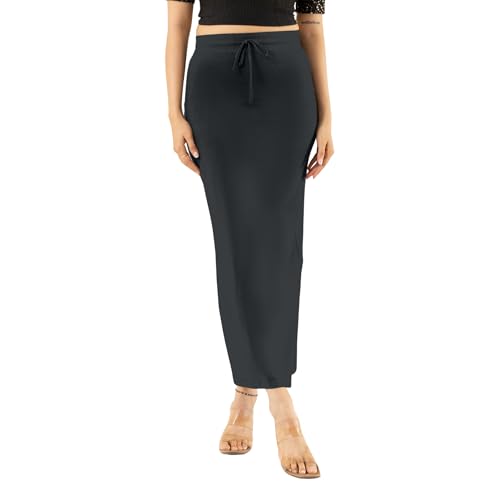 Image of DESI GIRL Cotton Lycra Stretchable Saree Shapewear Petticoat with Drawstring for Women | Fishcut Saree Petticoat with Side Slit for Easy Movement | Saree Shaper | Long inskirt