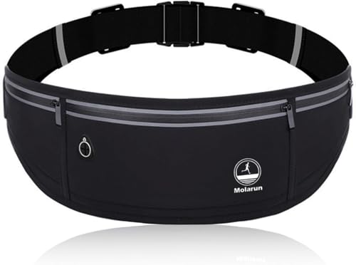 Image of Slim Running Belt Phone Holder Fanny Packs for Women Men - Black | Jogging Pouch, For Hiking Cycling Workout, Travelling Money Belt, Phone Holder
