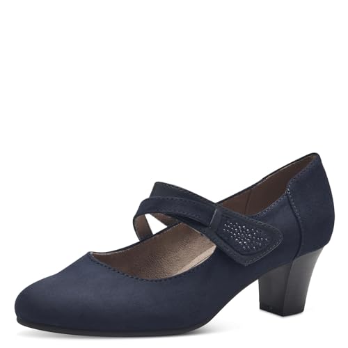 Jana Damen Pumps mit Riemen Mary Jane Vegan, Blau (Navy), 40 EU