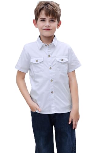 Image of SANGTREE Summer Button Down Shirts Cottn Tops for Men Women Boy Girl