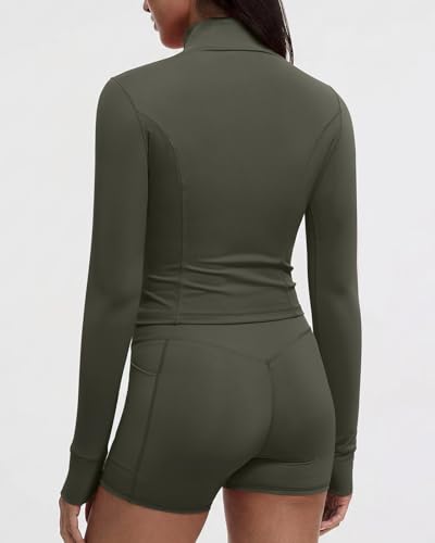 Image of SUUKSESS Women Golden Full Zip Up Workout Cropped Jackets Lightweight Athletic Yoga Tops