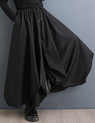 HALITOSS Women's Elastic Waist Loose Style Skirt Pants Wide Leg Ankle Length Trouser3