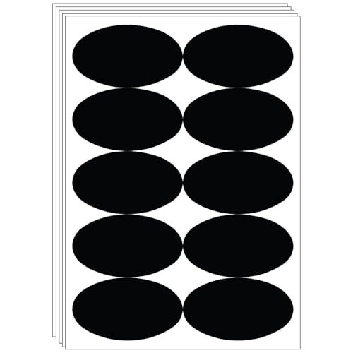 Image of CVANU Spice Jar Label Stickers (100PCS - Black) Self-Adhesive Kitchen Container Labels with White Marker | Matte Writable Stickers for Spice Bottles, Storage & Masala Boxes | Oval Design Blank Labels