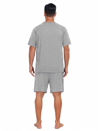 Image of Mens Pajamas Set Lightweight Summer Pjs Sleepwear Soft Comfy Short Sleeve Loungewear With Pocket (S-4X)