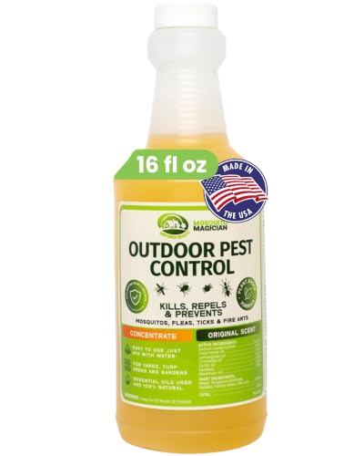 Mosquito Magician Liquid Concentrate Kills Mosquitoes Fleas & Fire Ants Repels and Prevents Ticks Essential Oil Yard Treatment Spray for Sprayers Foggers & Misting Systems 16 oz Original