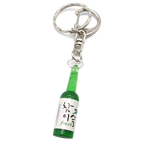 SUPIA Korean Soju Bottle Miniature Key Chain Key Ring (Green)