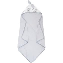 Tinas De Bano Para Bebé Ti TIN Capa de Baño Bebe de Rizo 100% Algodón | Toallas para Bebes con Capucha Suave y Absorbente con un Diseño Orejas de Conejito Color Gris