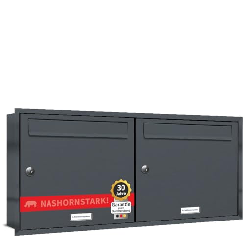 AL Briefkastensysteme, 2er Unterputzbriefkasten in Anthrazit Grau RAL 7016,...