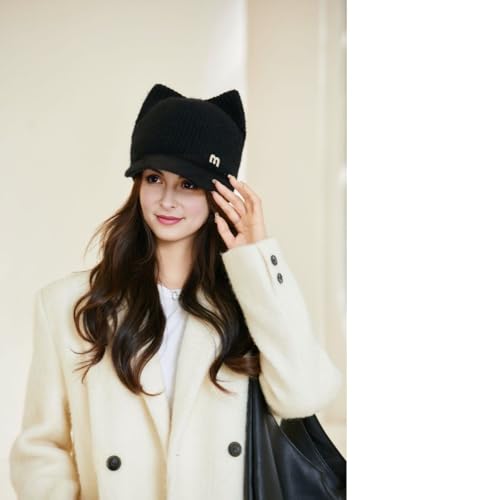 Gorro tejido suave con orejas de gato para invierno miniatura 3