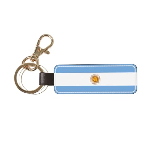 Porte-clés en cuir avec drapeau de l'Algérie - Cadeau personnalisé - Convient comme cadeau d'anniversaire, Drapeau de l'Argentine, taille unique