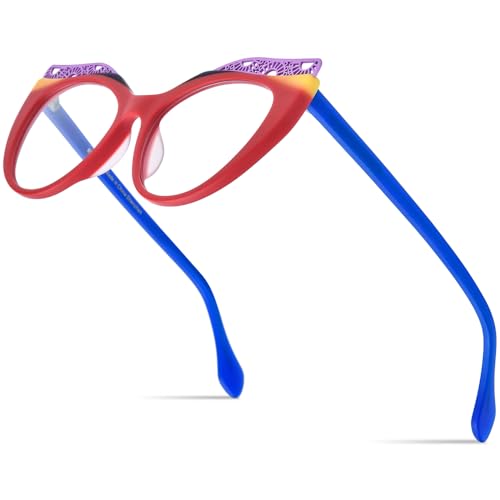 Image of HEPIDEM Multicolor Acetate Glasses Frame Women Cat Eye Eyeglasses Men Optical Spectacles 9291