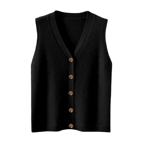 Generisch Damen-Strickweste Aus Wolle Mit V-Ausschnitt Und Knöpfen, Ärmellos Generisch Damen-Strickweste Aus Wolle Mit V-Ausschnitt Und Knöpfen, Ärmellos