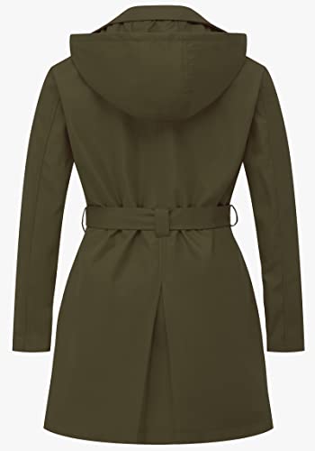 Chrisuno Women's Plus Size Double Breasted Trench Coats Mid-Length Belted Overcoat Dress Jacket with Detachable Hood2