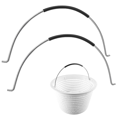 JTJEI 2Pcs Pool Skimmer Basket Replacement Handle, Stainless Steel Handles for Pool Filter Baskets Up to 9cm/3.5in Diameter, Fits Most Inground & Above Ground Automatic Pool Skimmers (No Basket)