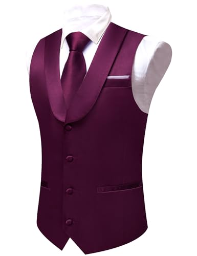 Men's Solid Color Suit Vests Lapel Collar/Shawl Collar Slim Fit Waistcoat Casual Formal2