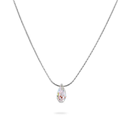 AVNIS Crystal Teardrop Sterling Silver Necklace Minimalist Stunning Jewelry 16