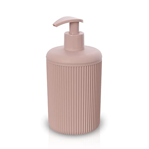 Dispenser Sapone Liquido Takeo In Fibra Di Bambù Naturale - Capacità 400 Ml, Colore Tortora, Design Elegante, Erogatore A Pompa, Per Bagno Ecologico E Raffinato