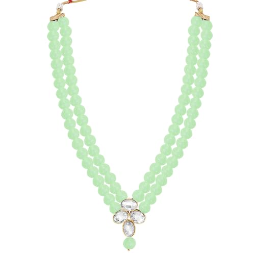 Image of Peora Crystal Faux Pearl Kundan Necklace & Jewelry Set Gift for Women