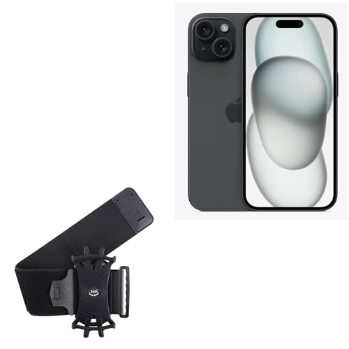 BoxWave Holster Compatible with Apple iPhone 15 - ActiveStretch Sport Armband, Adjustable Armband for Workout and Running - Jet Black