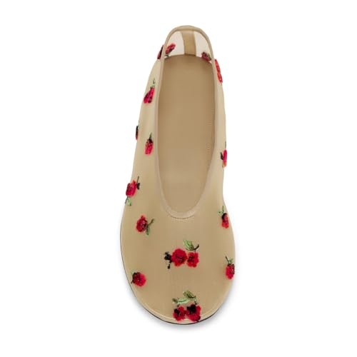 Mesh Flats for Women Round Toe Embroidered Floral Slip On Mary Jane Shoes Comfortable Casual Shoes2