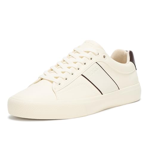 BOSS Men's Aiden Logo Block Leather Low Top Sneaker