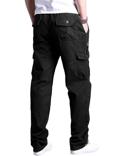 DUOLUVA Cargohose Männer Winter Arbeitshosen Herren Cargo Pants Männer Stretch Schwarz L