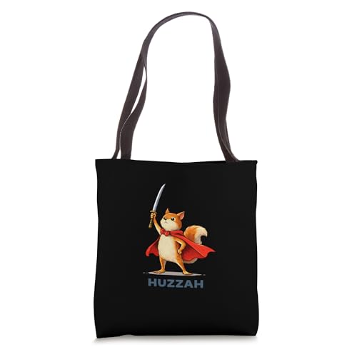 Huzzah Squirrel Samurai Funny Katana Meme Novelty Quote Tote Bag