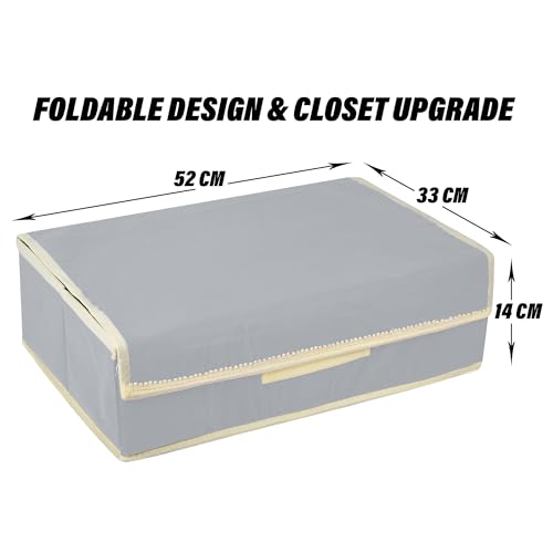 Image of Kuber Industries Undergarment Organizer | Cloth Organizer | Storage Box for Bra-Panty-Socks-Ties | Drawer Divider for Scarves-Socks | Cream Patti | Gray