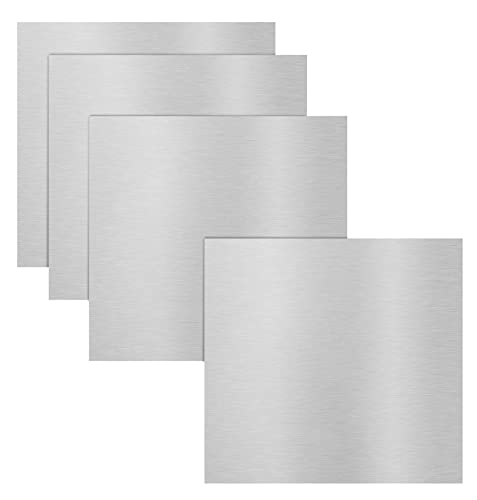 Lot de 4 plaques en tôle d'aluminium de 1 mm de 300 x 300 mm, plat en alliage d'aluminium Mental plaque argent, calibre 18