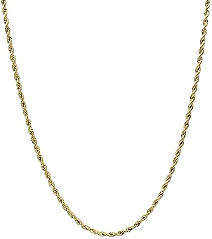 The GLD Shop 2MM Rope Chain Necklace 16" 18" 20" 24" inch - Gold