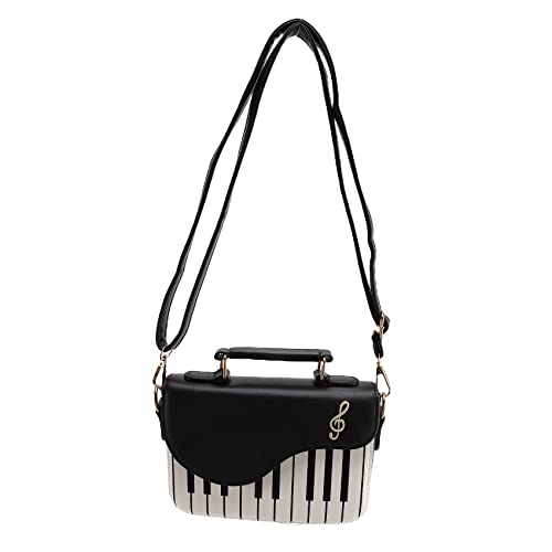 Lizusidtsy Bolsa de mão preta com estampa de piano colorida doce ombro diagonal portátil pequena bolsa