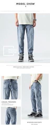 Jeans Pants Trouser Denim Micro Elastic Washed with Men's Hole Design Casual Slimming and Appearance3