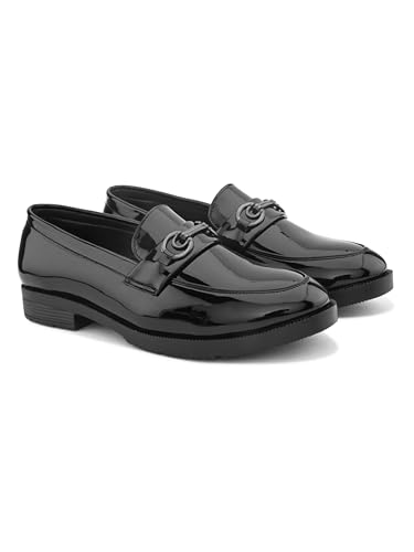 Image of STANPHORD Mens Loafers Textured Formal Slipon Loafers with Metal Accent for Party & Formal Occasion