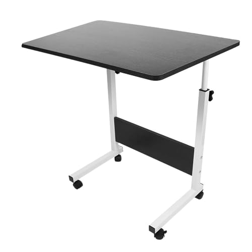 smallrun Mesa portatil Ordenador Escritorio con Ruedas 60 * 40CM Mesa Auxiliar de Altura Ajustable para Dormitorio (HNEGRO)