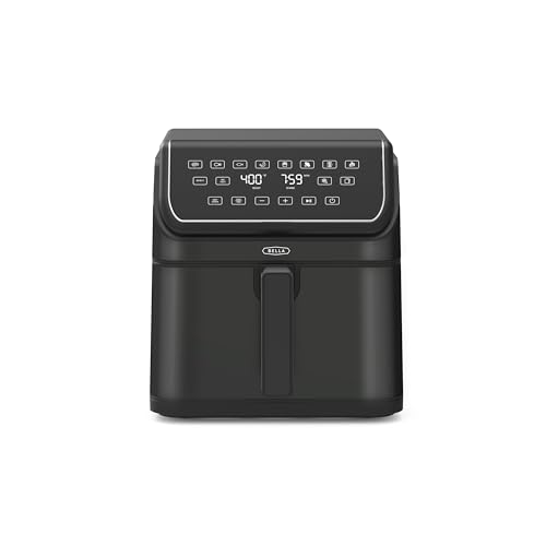 bella 8 Qt Digital Air Fryer with TurboCrisp Technology, Large Family Size Nonstick Cooking Basket and Crisping Tray, Multiple Preset Functions, Auto Shutoff, Black, 1750 Watt