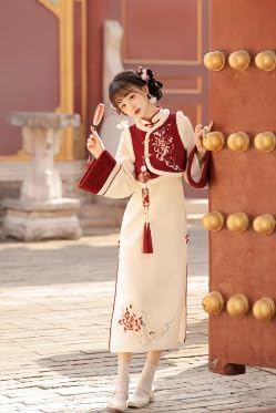 Amazon | bozaicos漢服女改良漢元素ベストチャイナドレス2枚セット春節 