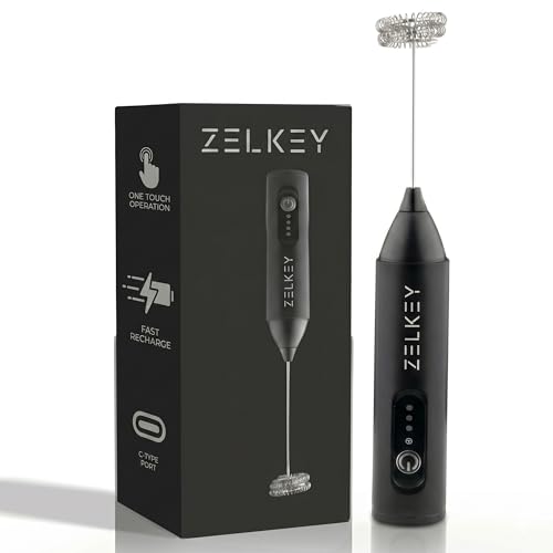Image of Coffee Frother Electric Rechargeable Coffee Maker Machine for Home Electric Coffee Frother Machine & Milk Whisker with Dual Spring