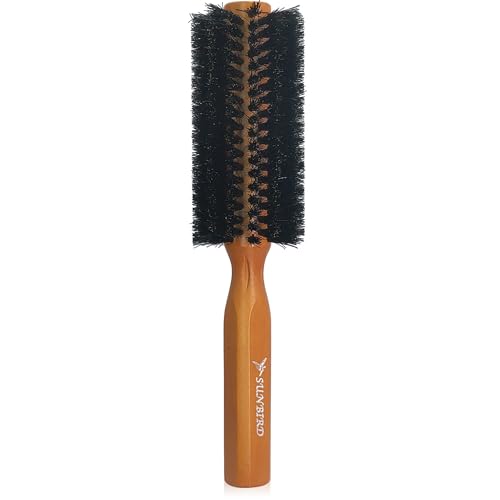 100% Boar Bristle Round Hair Brush for Volume & Shine
