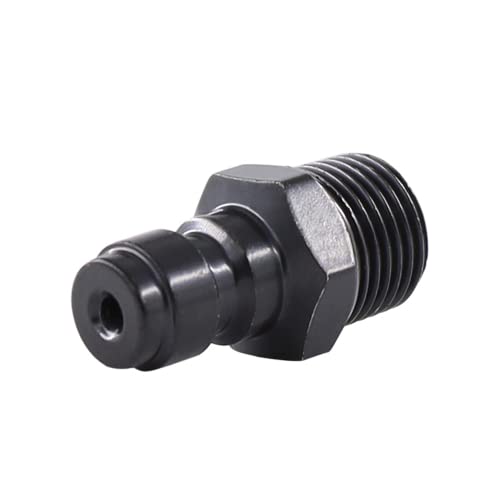 Image of 8mm Quick-Disconnect Plug Adapter, 1 /8 inch NPT Male Thread, Foster PCP Airsoft Adapter Fittings, Black Zinc Plated Copper